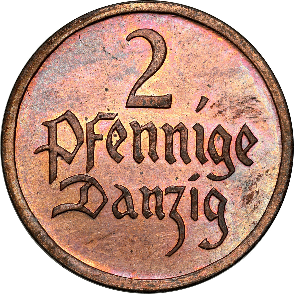 Wolne Miasto Gdańsk/Danzig. 2 fenigi 1923 - STEMPEL LUSTRZANY